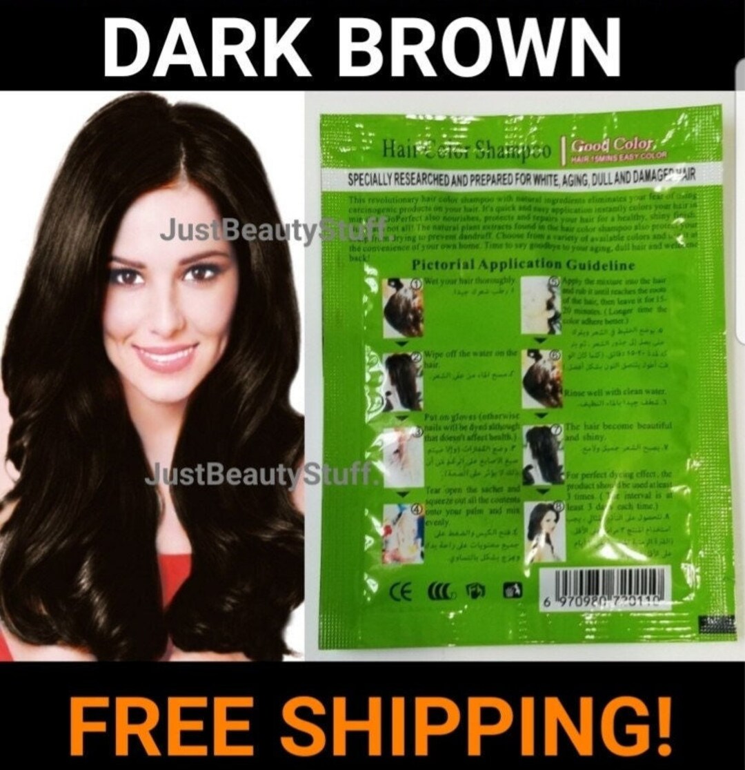 5 Sachets Dark Brown Hair Dye Shampoo herbal Formula color Etsy Australia