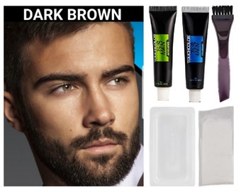 Dark Brown Beard moustache and sideburns hair dye cream-dye gray beard in minutes-1 box