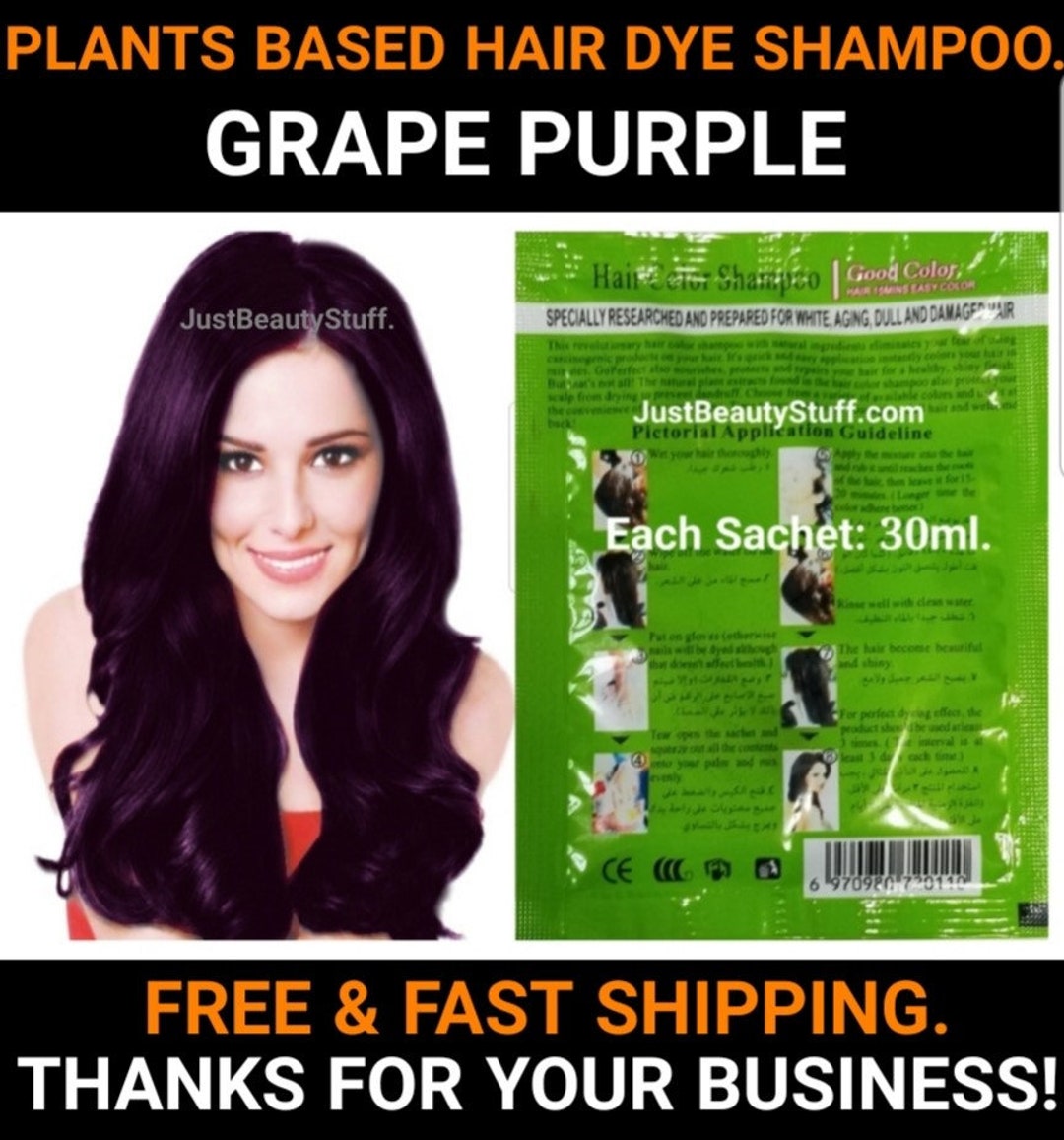 10 Pcs Grape Purple Hair Dye Shampoo-herbal Formula-color Gray - Etsy Australia 10 Pcs Grape Purple Hair Dye Shampoo-herbal Formula-color Gray - Etsy Australia
