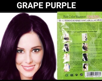 Champú para tinte de cabello a base de hierbas, color púrpura uva, color cabello gris y blanco en minutos, el color dura hasta 30 días, serie gp, 5 uds.