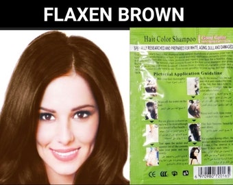 10 pcs Flaxen Brown herbal hair dye shampoo-color gray and white hair in minutes-color last up to 30 days-women and men-gp series