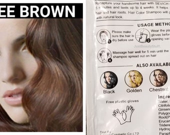 5 pcs Coffee Brown hair dye shampoo-herbal formula-color gray and white hair in minutes-color last up to 30 days-women and men-sb series