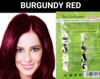 Champú para tinte de cabello a base de hierbas rojo burdeos, color cabello gris y blanco en minutos, el color dura hasta 30 días, serie gp, 10 Uds.