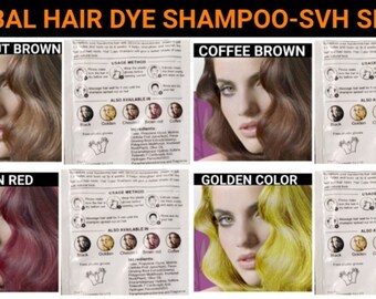 10 shampooing de teinture capillaire à base de plantes dorées-teinture cheveux gris et blancs en quelques minutes-formule à base de plantes-femmes et hommes-série SVH