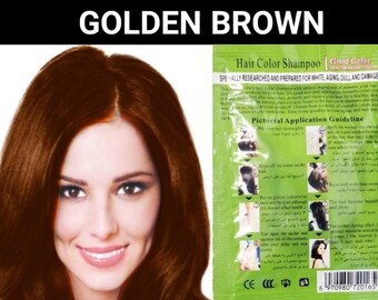 10 pcs Golden Brown hair dye shampoo-color gray and white hair in minutes-color last up to 30 days-women and men-gp series