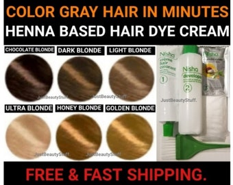 Blonde Henna Hair dye cream-color gray and white hair in minutes-women and men-NSH SERIES