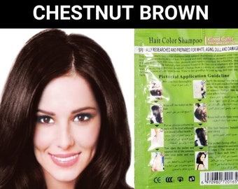 10 pcs Chestnut Brown hair dye shampoo-herbal formula-color gray and white hair in minutes-color last up to 30 days-women and men-gp series