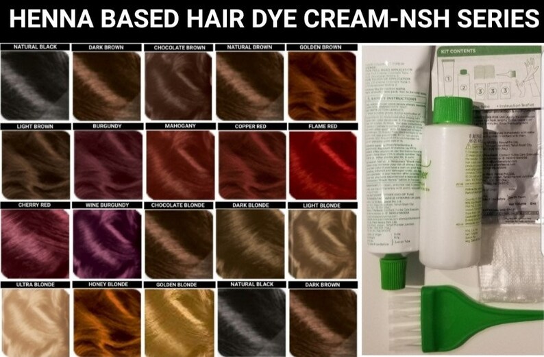 Henna Hair Dye Cream Kitdye Gray Hair or Change Hair Color to Black Brown Blonde and Redlong