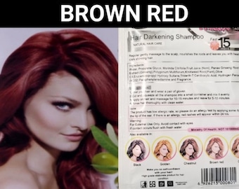 10 pcs Brown Red hair dye shampoo-herbal formula-color gray and white hair in minutes-color last up to 30 days-women and men-sb series