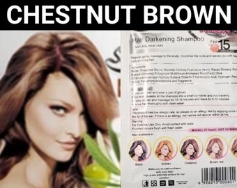 5 Sachets Chestnut Brown hair dye shampoo-herbal formula-dye gray and white hair in minutes-women and men