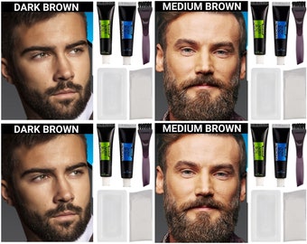Brown Beard moustache and sideburns hair dye cream-dye gray beard in minutes