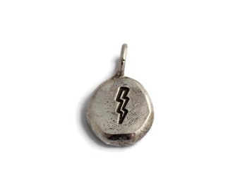 Melted recycled sterling silver pendant with hand stamped design (assorted designs available)