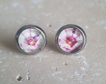 Vintage Stamp Stud Earrings, Assorted Designs, Stainless Steel, Nature, Flora, Fauna, Fun, Gift, Science, Handmade, Upcycled, 10mm