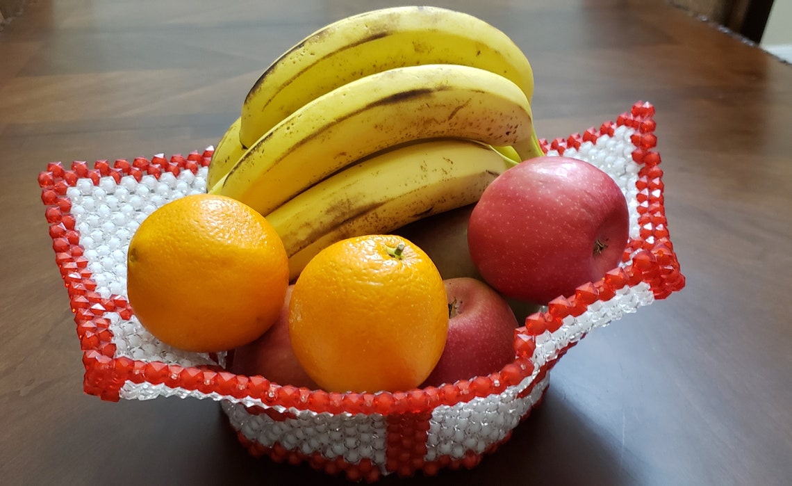 Unique Decorative Beaded Fruit Basket. Also Good for Storage Etsy