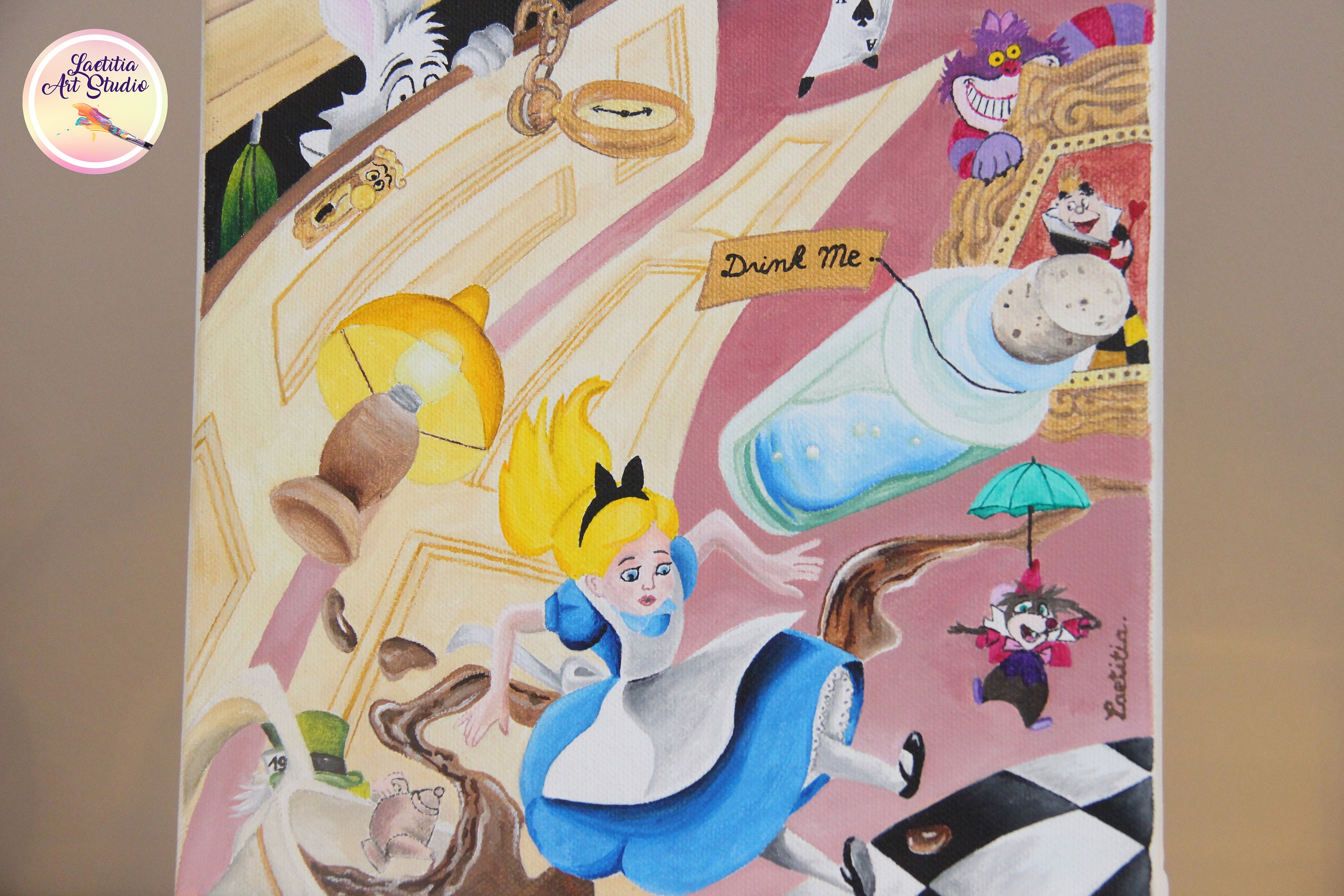 Alice in Wonderland, Falling Through the Rabbit Hole, 20x20cm Original ...