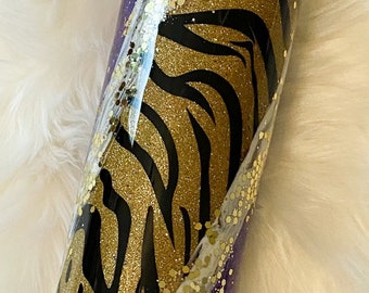 Purple and Gold LSU Glitter Epoxy Tumbler