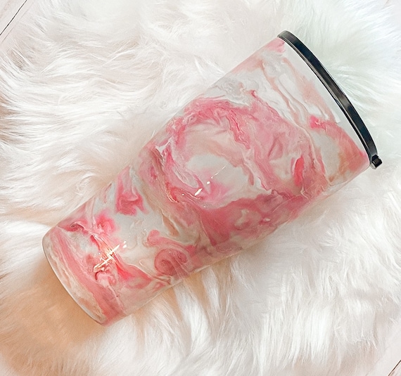 Light pink glitter swirl epoxy tumbler