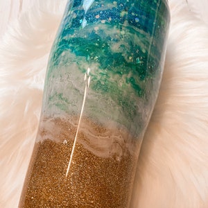Beach Glitter Epoxy Tumbler