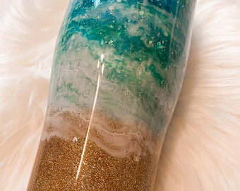 Beach Glitter Epoxy Tumbler