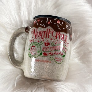 Hot Chocolate Glitter Epoxy Tumbler | Hot Cocoa Mug | Christmas gift | Santa Mug