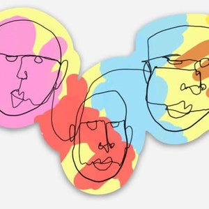 STICKER: Die Cut Line Drawing of Faces