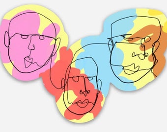STICKER: Die Cut Line Drawing of Faces