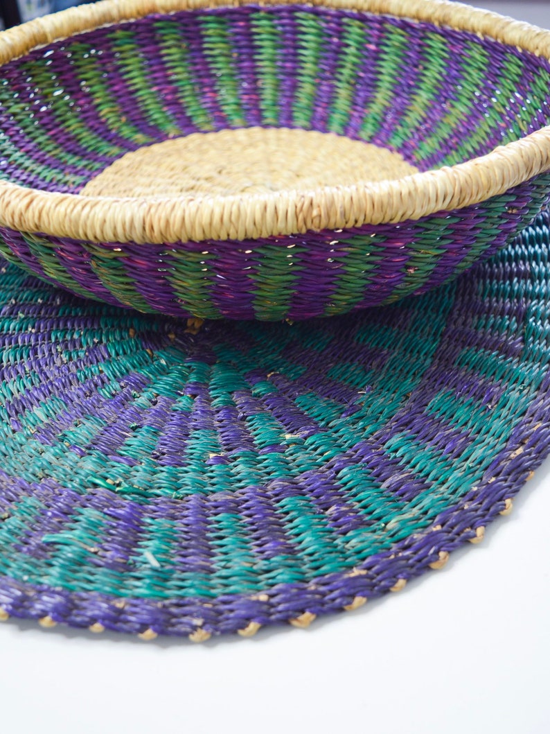 Purpleteal Large Handwoven Bolga Placemat Woven Basket Woven Wall Hanging African Hand Woven Home D U00e9cor