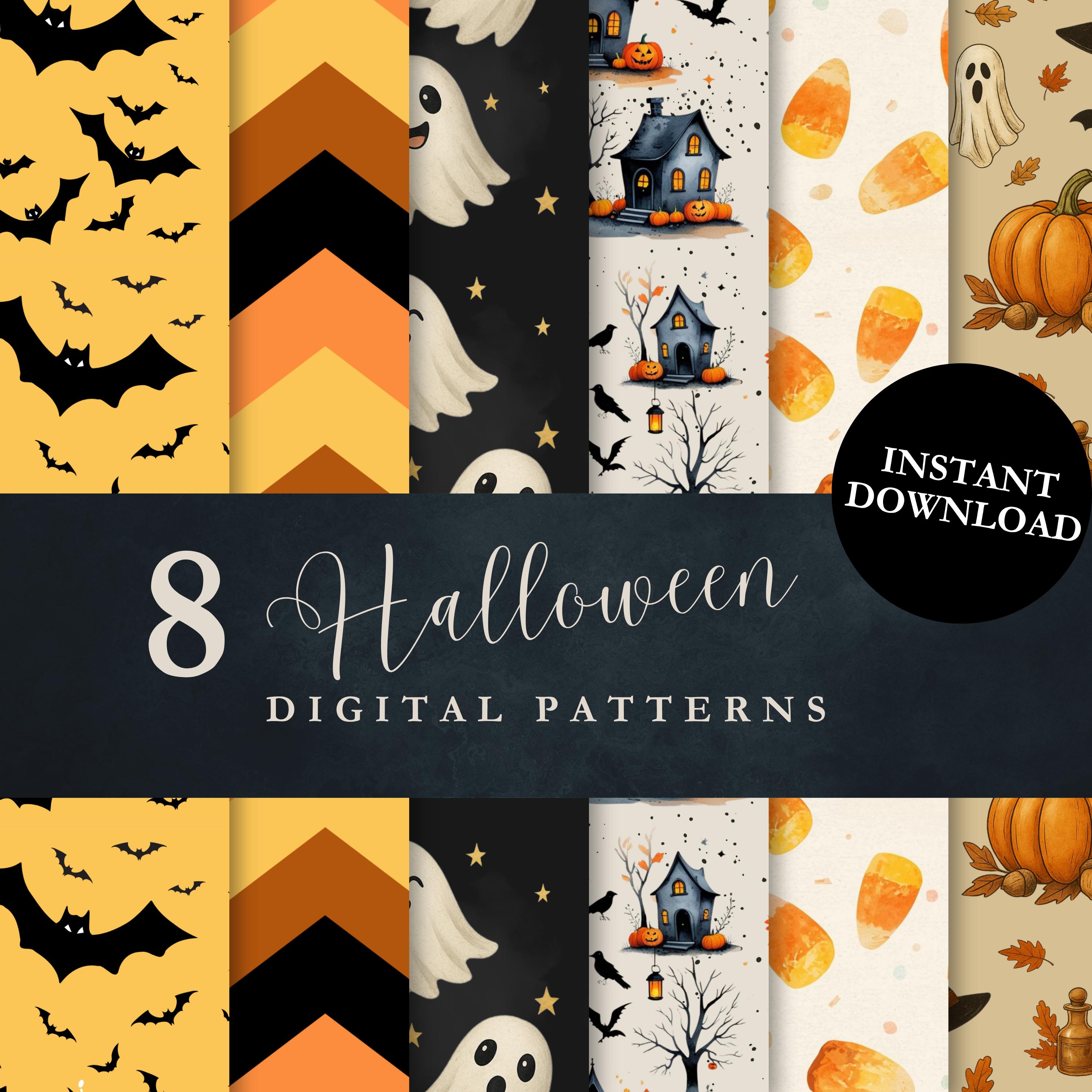 Halloween Digital Paper Bundle Seamless Patterns for Crafts Printable ...
