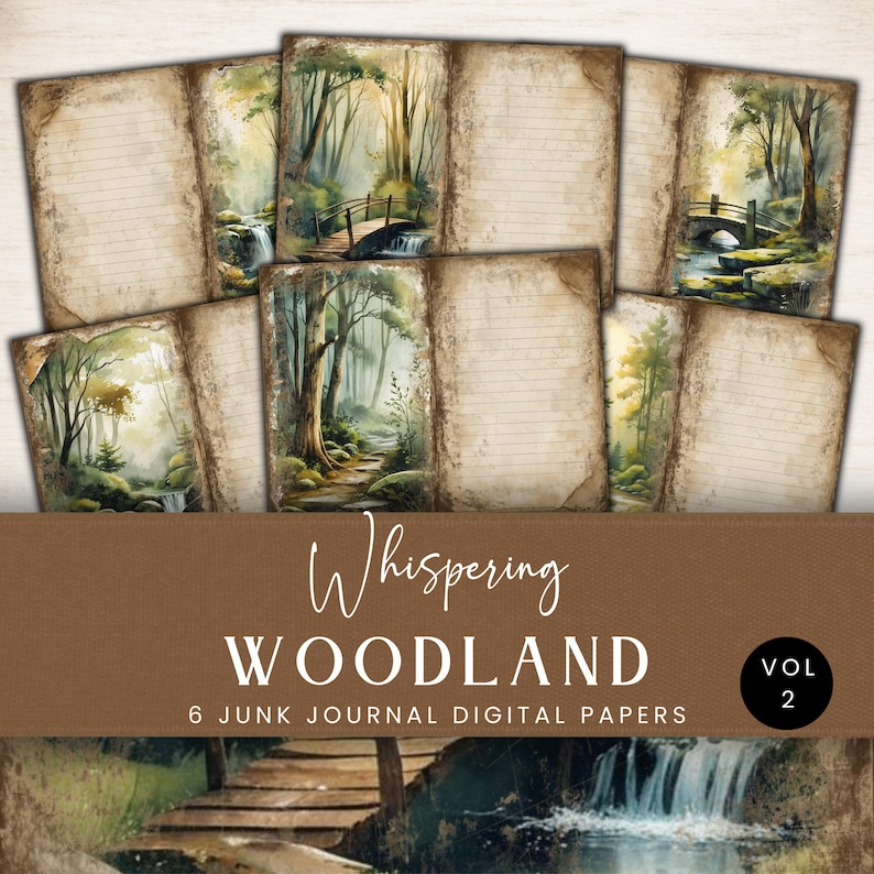 Watercolor Woodland Junk Journal Kit Vintage Woodland Printable ...