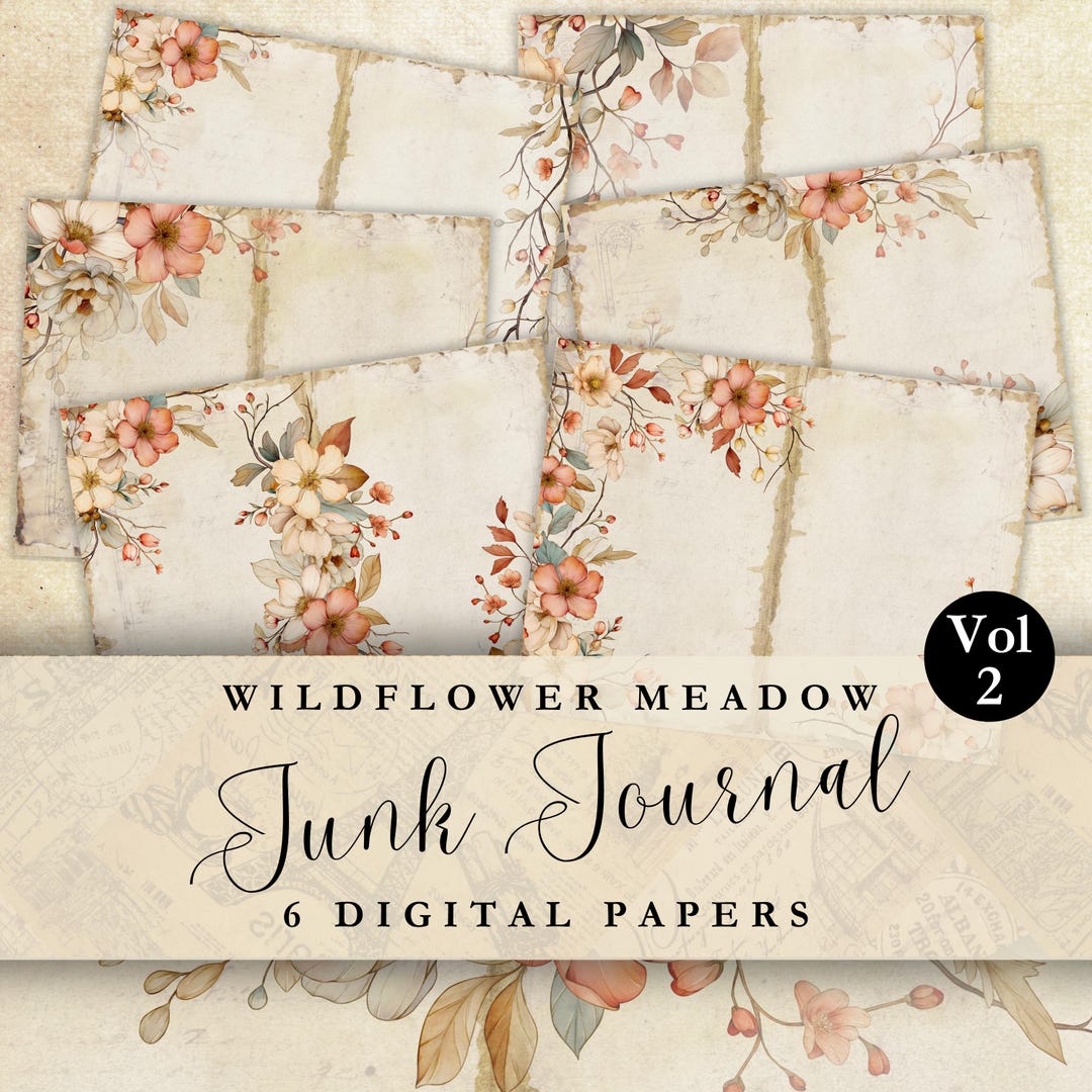 Floral Junk Journal Printable Paper for Crafting Digital Paper ...
