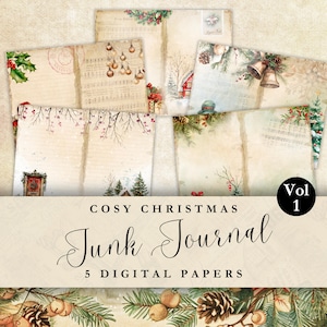 Journal de Noël fantaisiste imprimable vintage éphémères papier de scrapbooking Page de Noël imprimable de scrapbooking papier de scrapbooking numérique