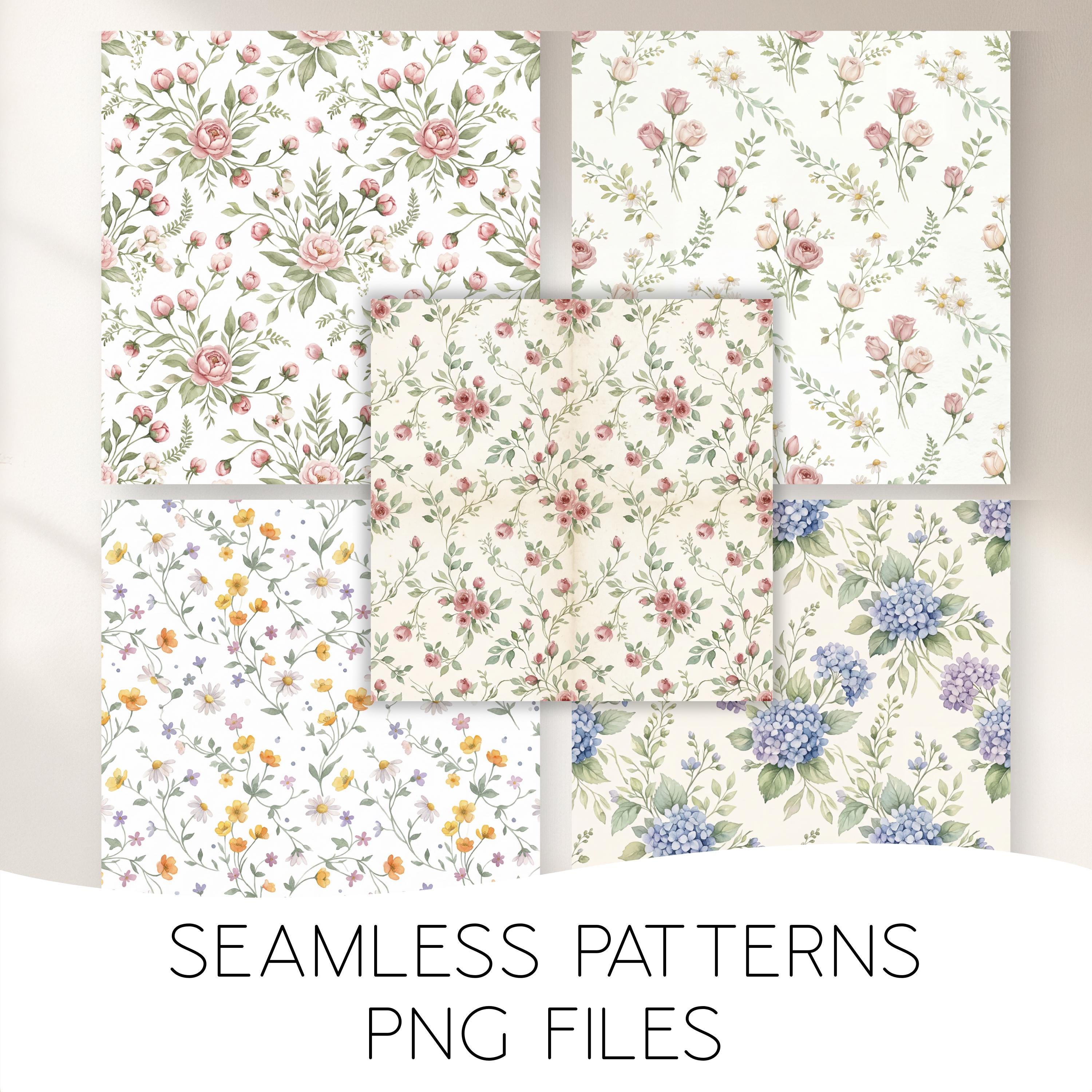 Spring Floral Seamless Patterns Watercolor Flower Digital Paper ...