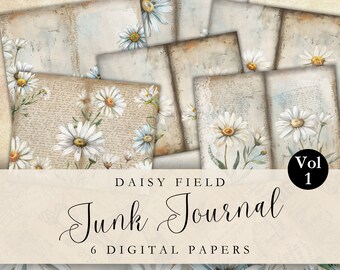 Daisy Journal Kit Digital Junk Journal Pages Printable Ephemera Shabby Chic Paper For Scrapbooking Digital Paper Junk Journal Craft DZ01