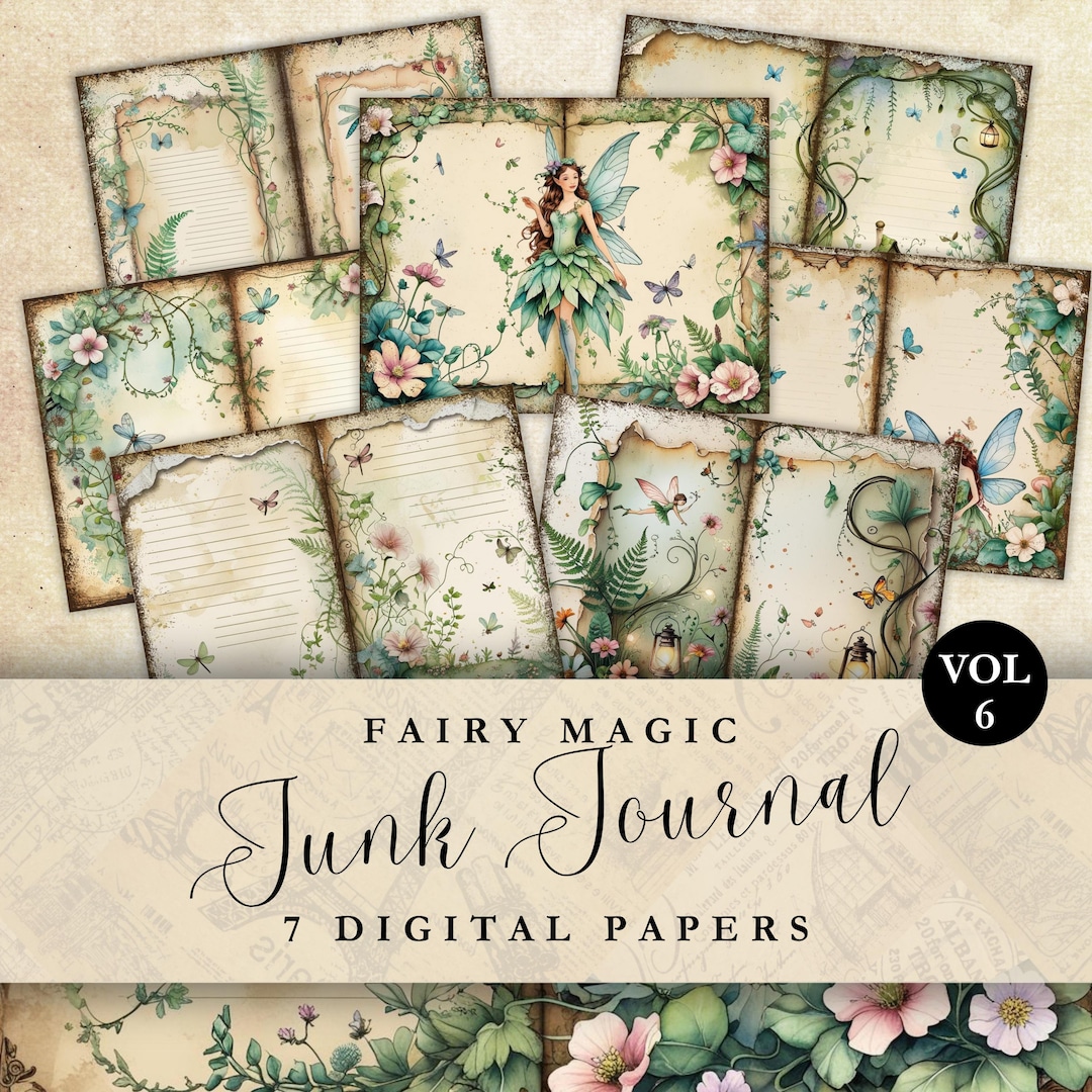 Enchanted Fairy Junk Journal Pages Vintage Printable Paper Pack Fantasy ...
