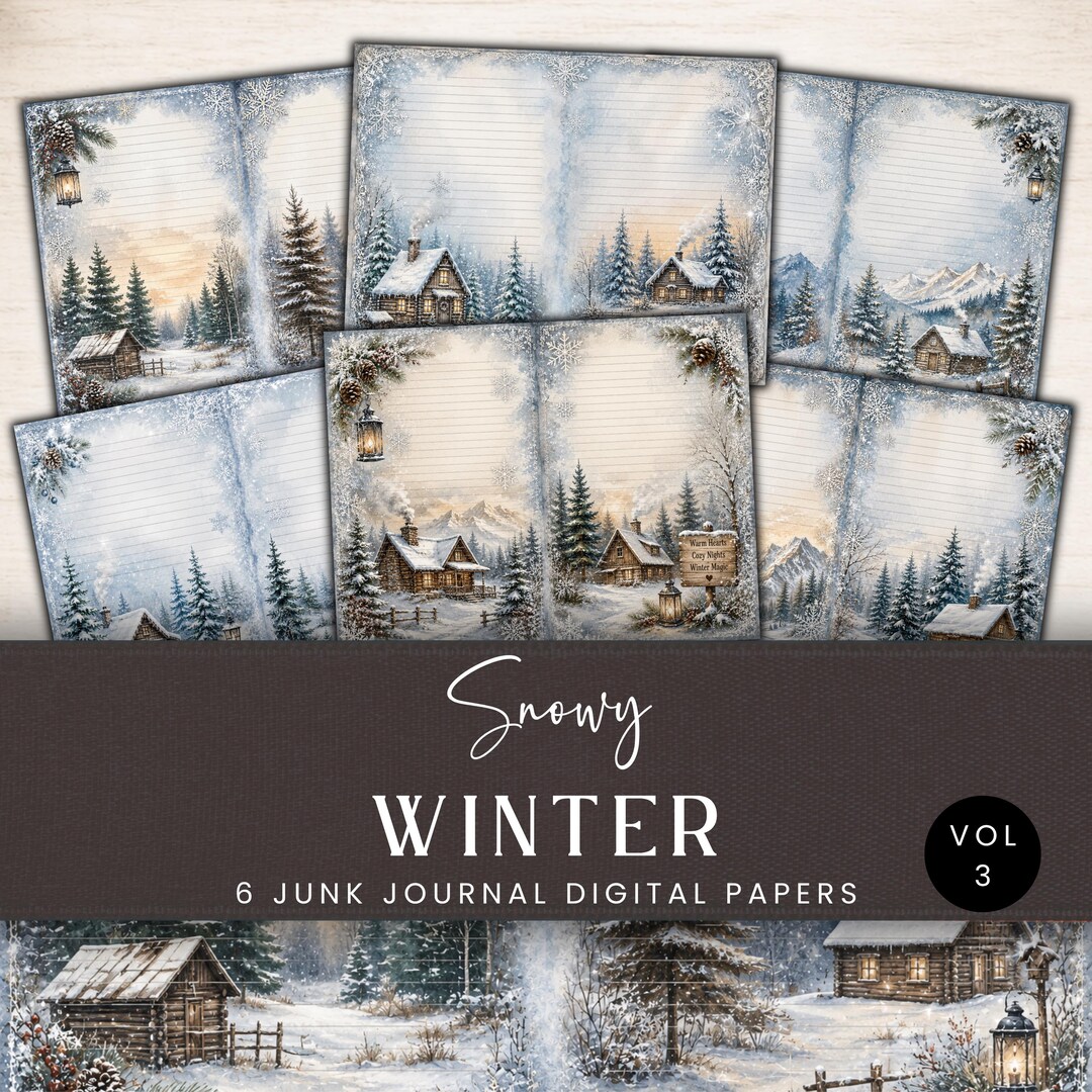 Winter Watercolour Junk Journal Page Printable Vintage Background Paper ...