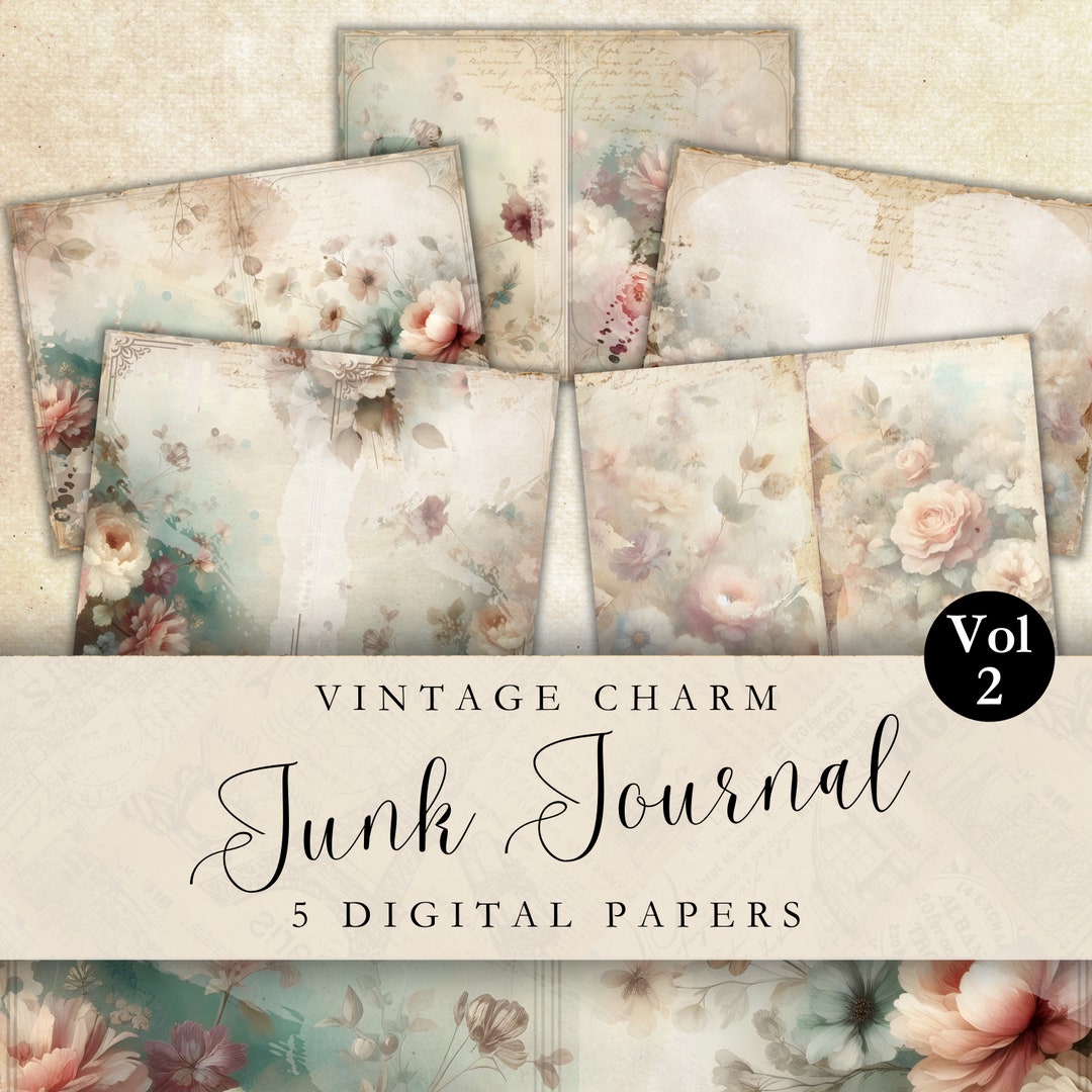 Shabby Chic Digital Paper for Junk Journal Page for Shabby Chic Junk ...