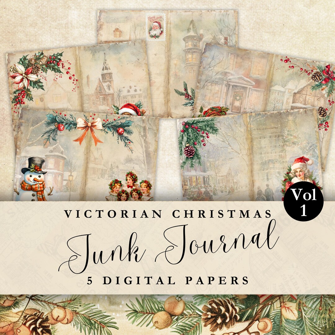 Christmas Digital Paper Printable Christmas Junk Journal Page Ephemera ...