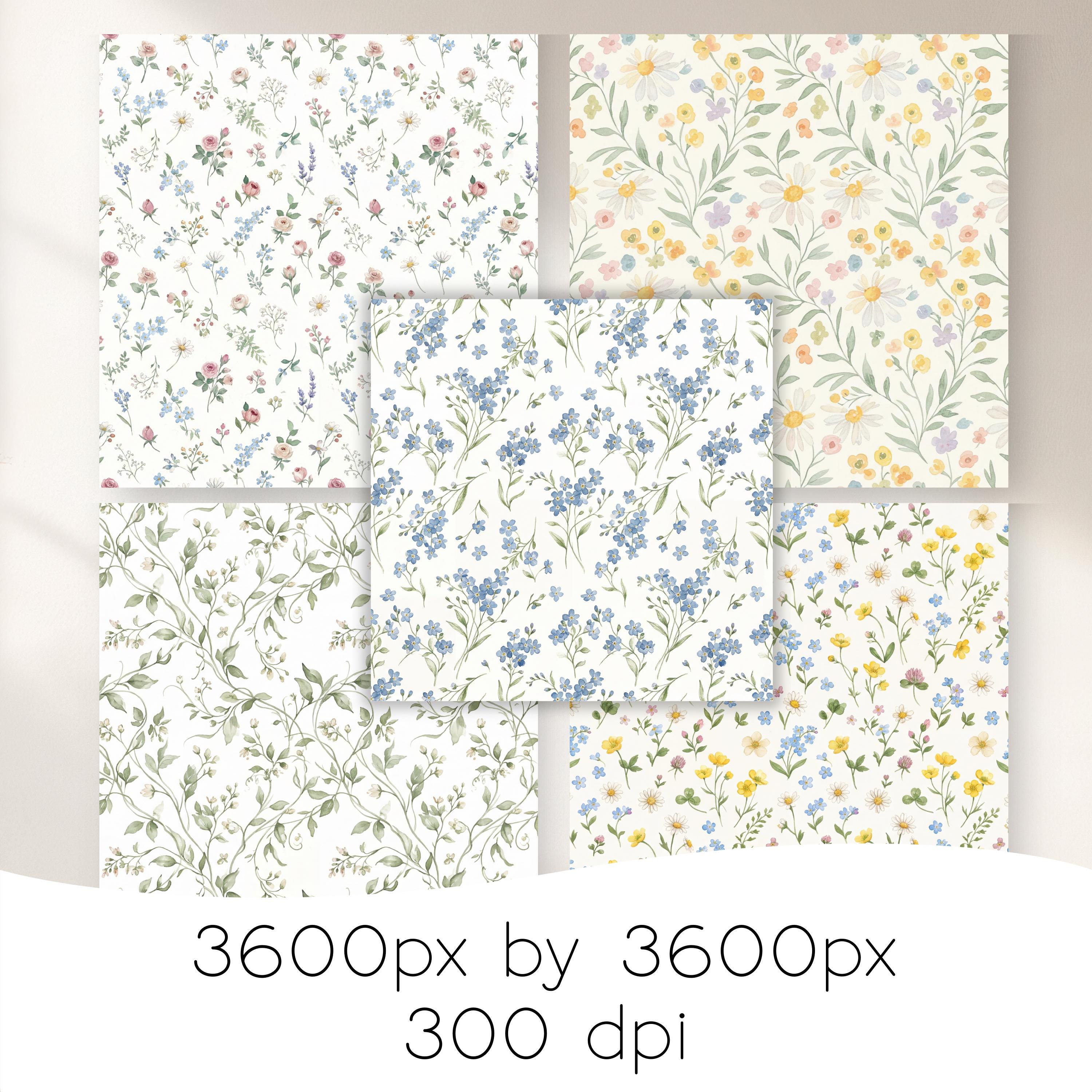 Spring Floral Seamless Patterns Watercolor Flower Digital Paper ...