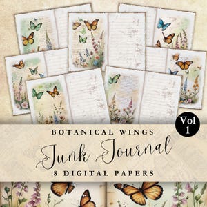 Vintage Schmetterling Junk Journal Seiten Vintage Schmetterlinge Junk Journal Kit Printable Junk Journal Papier Digital Collage Sheet für Scrapbook