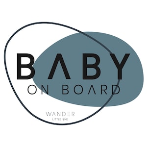Stylowa naklejka winylowa na szybę i zderzak samochodu „Baby on Board” – Storm Blue