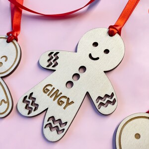 Personalized Wooden Gingerbread Man Ornament, Christmas Tree Ornament