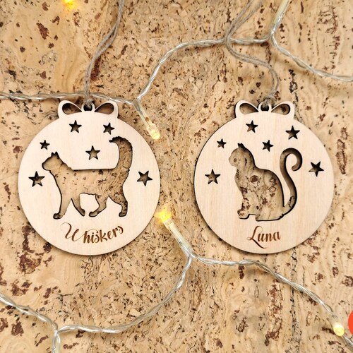 Personalized Cat Ornament Laser Cut Ornament Cat Christmas Etsy