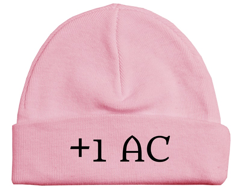 Girl Boy Hat Gives Plus One Armor Class RPG Gamer Role Playing Game +1 AC DND Dungeons And Dragons Gaming Baby Beanie Hat