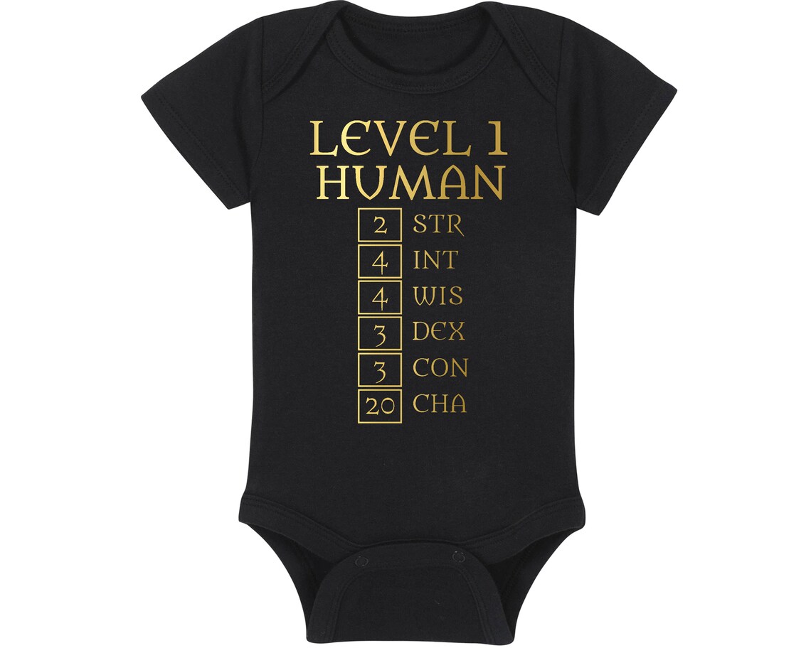 Gaming Baby Onesie® Level 1 Human Ability Stats Featuring Etsy