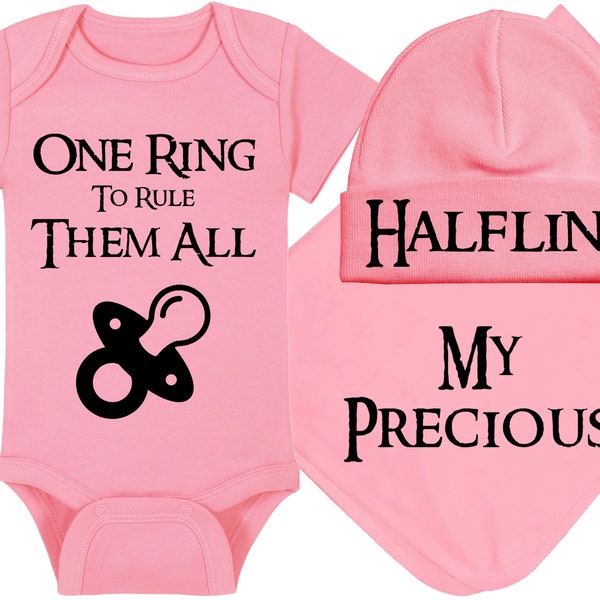 LOTR Baby Onesie® / Mütze / Decke Paket Kombinationen - Ein Ring um sie alle zu regeln / Halfling / My Precious