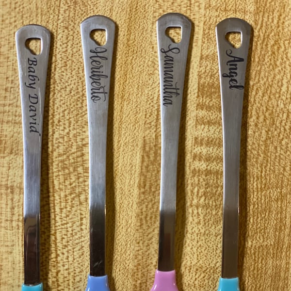 Personalized engraved baby spoon keepsakes