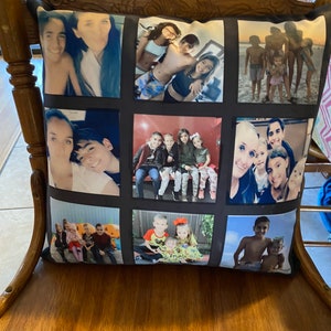Custom photo pillow, 9 image decorative pillow. Pillow gift. Family gifts