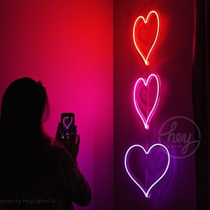 Set of Hearts - custom LED Neon Signs. Choose your color!