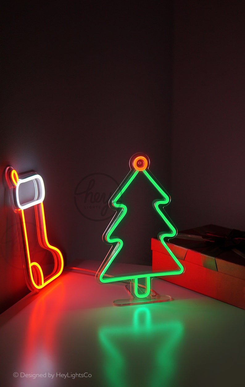 Happy Holidays X-Mas New Year Christmas Tree LED Neon Sign