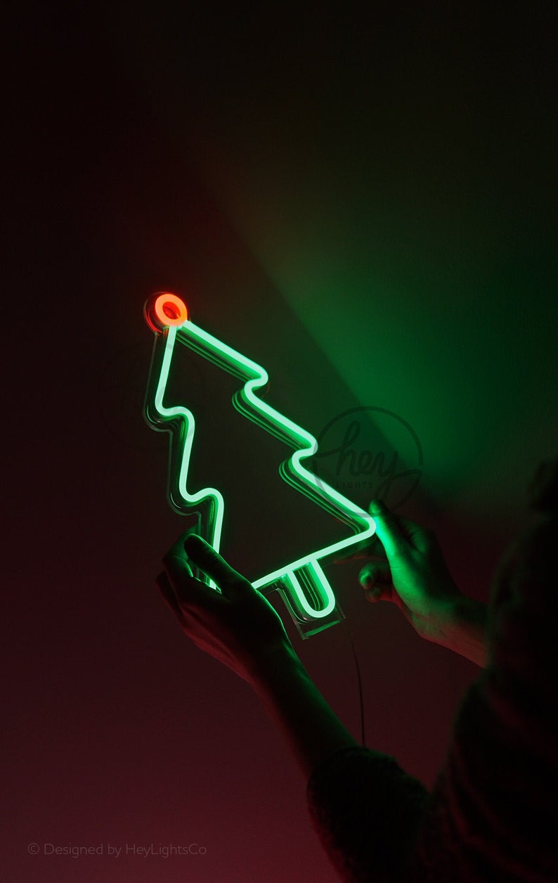 Happy Holidays X-Mas New Year Christmas Tree LED Neon Sign